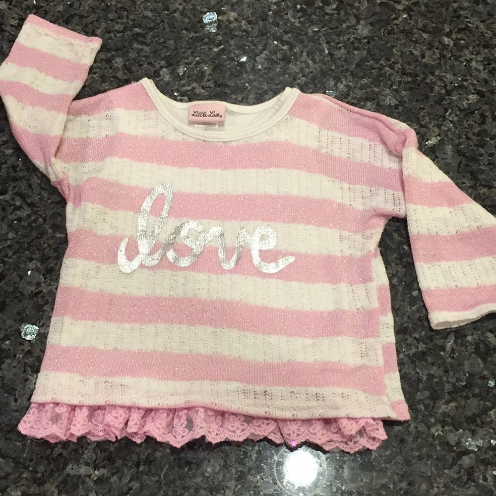 Little Lass pink, white and silver lettering ❤️